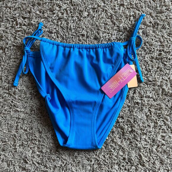 NWT! Juniors' Ninety-Nine° Tunnel Side-Tie Blue Bikini Bottoms Size Large - Picture 6 of 6